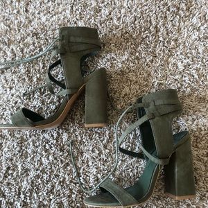Olive Green Block heels